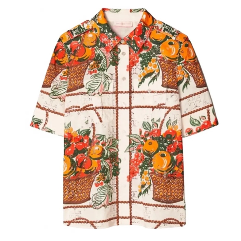 TORY BURCH RUNWAY FRUIT BASKET BUTTON DOWN SHIRT WOMANS 4